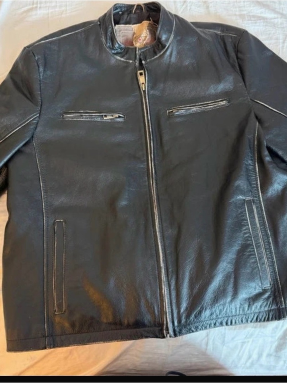 Top Gun Men's Black Leather Bomber Jacket perfect for Bruno mars concert!